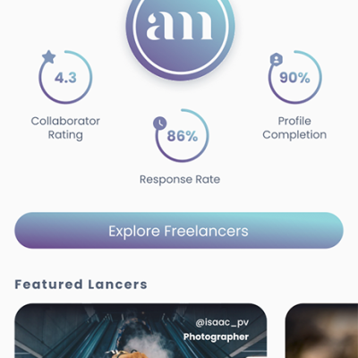 Lancer App Prototype - Dashboard Preview, designed by Andrew Mitchelmore